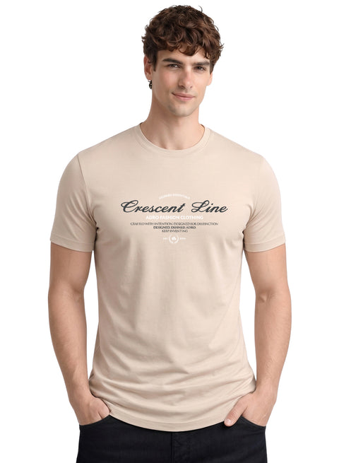 Adro Mens Graphic Printed 100% Cotton T-Shirt | Regular Fit | Printed T-Shirts for Men | Summer Stylish Mens Printed T shirt Beige