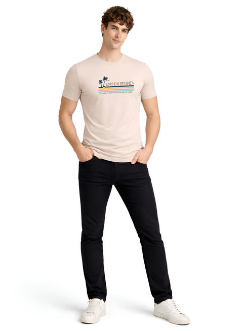 Adro Mens California Graphic T-Shirt | Retro Stripe Print Cotton Summer Tshirt | Stylish Beach T shirt | Comfortable Graphic Tee