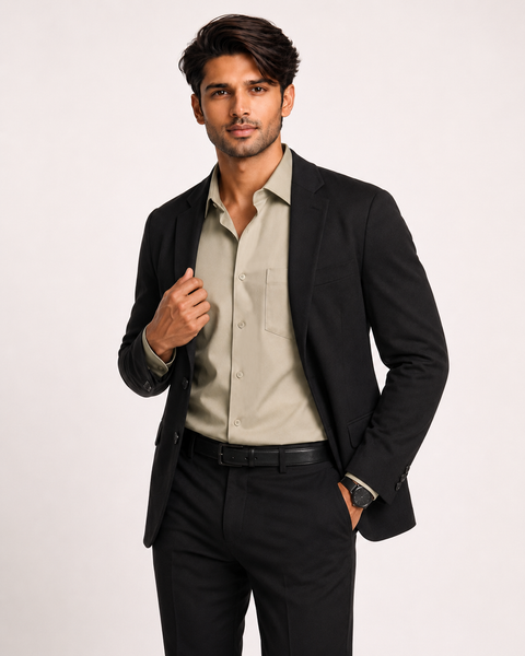 ADRO Premium Cotton Satin Shirt for Men | Casual Fit Solid Full Sleeve Shirt in Sand Beige