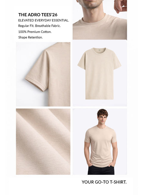 Men’s Cotton T-Shirt Combo Pack of 3 | Regular Fit | ADRO Basics