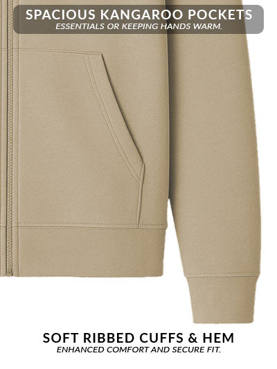 Adro Men’s Regular Fit Zip-Up Hoodie for man | 320 GSM Cotton Poly Fleece Zipper Sweatshirt with Soft Fabric & Printed Hoodies