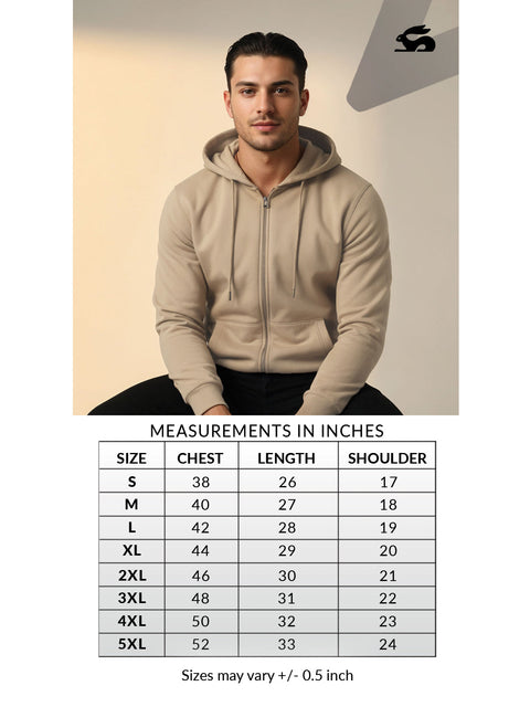 Adro Men’s Regular Fit Zip-Up Hoodie for man | 320 GSM Cotton Poly Fleece Zipper Sweatshirt with Soft Fabric & Printed Hoodies