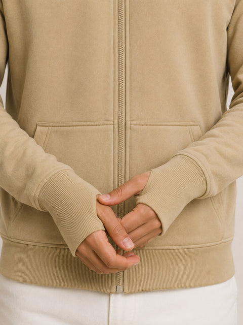 ADRO Balaclava Hoodie for Men | 300 GSM Cotton fleece Warm Fabric| Ski Mask Hooded Jacket for Men | Mens Hoodies with Gloves | Sand Beige