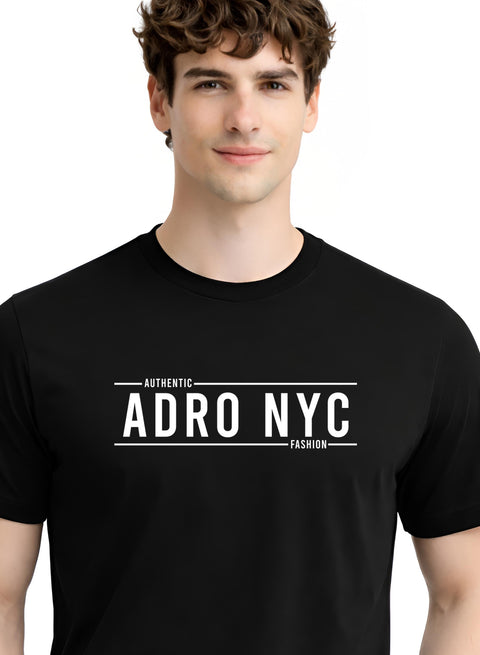 Adro Mens Branded Logo Printed T-Shirt | Typography Print 100% Cotton T shirt | Stylish Tee Summer Regular Fit Graphic Tshirt