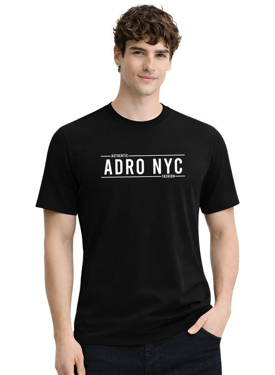 Adro Mens Branded Logo Printed T-Shirt | Typography Print 100% Cotton T shirt | Stylish Tee Summer Regular Fit Graphic Tshirt