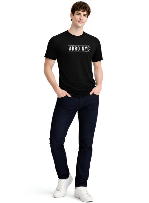 Adro Mens Branded Logo Printed T-Shirt | Typography Print 100% Cotton T shirt | Stylish Tee Summer Regular Fit Graphic Tshirt