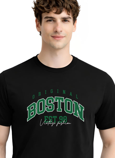 Adro Mens Boston City Printed Tshirt | Athletic Stylish Summer College Cotton T-shirt | Sporty Comfortable T shirts | Regular Fit