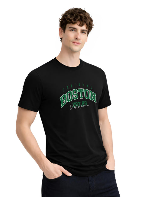 Adro Mens Boston City Printed Tshirt | Athletic Stylish Summer College Cotton T-shirt | Sporty Comfortable T shirts | Regular Fit