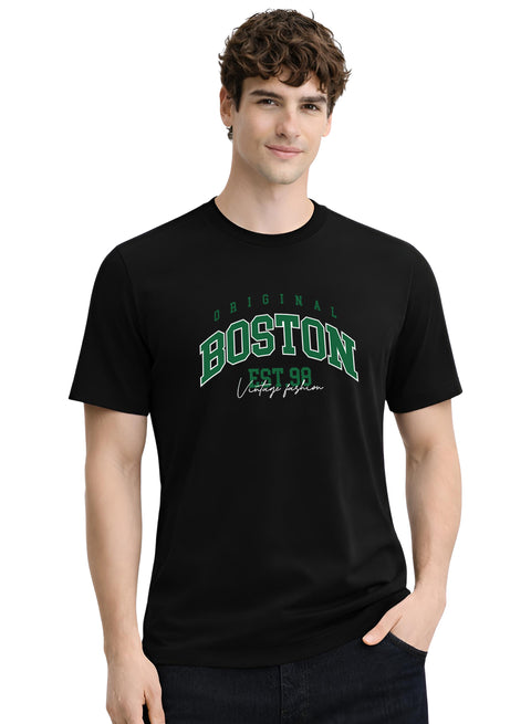 Adro Mens Boston City Printed Tshirt | Athletic Stylish Summer College Cotton T-shirt | Sporty Comfortable T shirts | Regular Fit