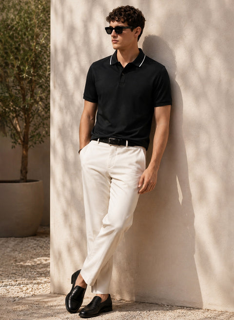 ADRO Mens Polo TShirt | Airtex Cotton Matty Fabric | Regular Fit | Breathable, Durable & Premium Casual Polo T-Shirt for Men | Jet Black