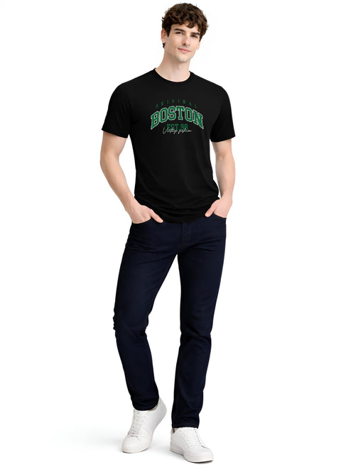 Adro Mens Boston City Printed Tshirt | Athletic Stylish Summer College Cotton T-shirt | Sporty Comfortable T shirts | Regular Fit