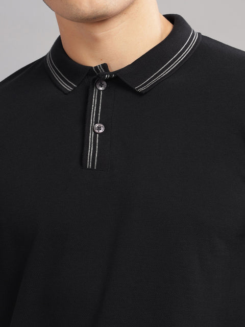 Adro Polo T Shirt for Men | Black Polo T-shirt | 100% Cotton Polo Tshirt | Regular Fit Polo| Available in Plus Size Polo