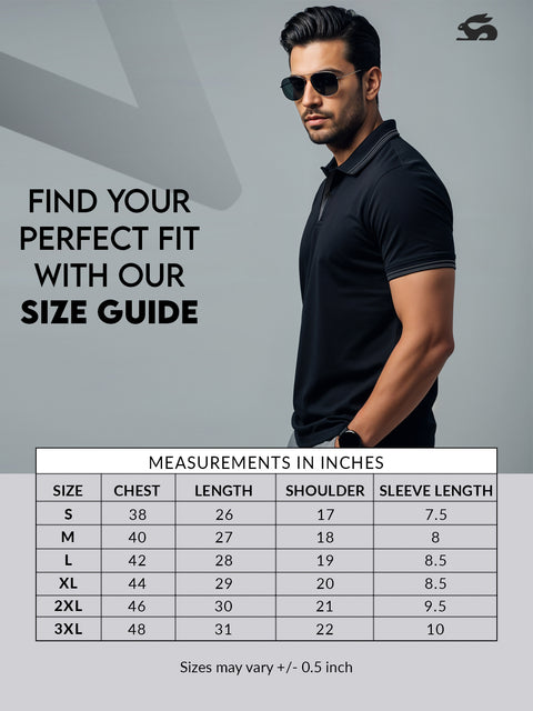 Adro Polo T Shirt for Men | Black Polo T-shirt | 100% Cotton Polo Tshirt | Regular Fit Polo| Available in Plus Size Polo