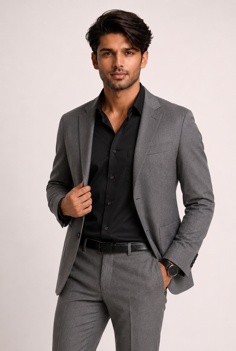 ADRO Premium Cotton Satin Shirt for Men | Casual Fit Solid Full Sleeve Shirt in Jet Black