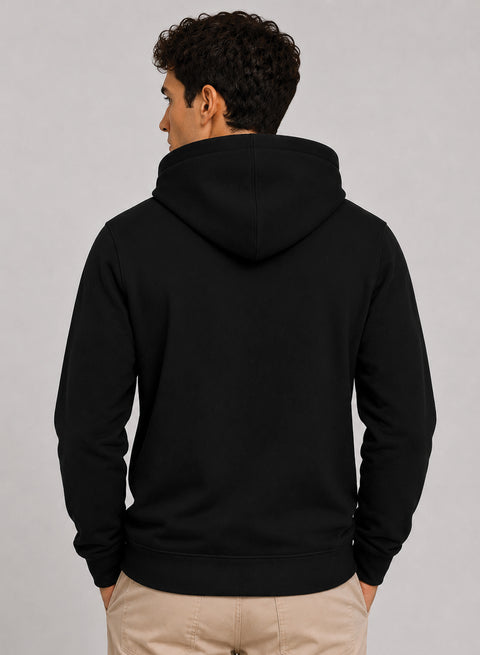ADRO Hoodie for men | 300 GSM Cotton Fleece Warm & Soft Fabric | Mens Hoodies | Casual Sweatshirt for Winter, Travel & Collage | Regular Fit Hooded Pullover | Onyx Black