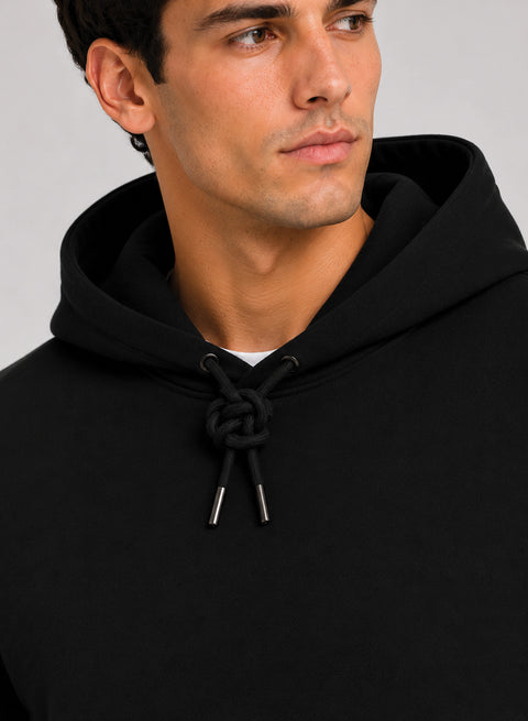 ADRO Hoodie for men | 300 GSM Cotton Fleece Warm & Soft Fabric | Mens Hoodies | Casual Sweatshirt for Winter, Travel & Collage | Regular Fit Hooded Pullover | Onyx Black