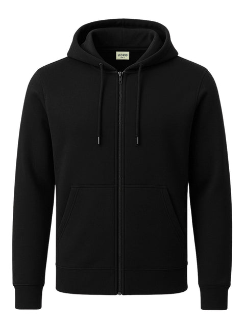 Adro Men’s Regular Fit Zip-Up Hoodie for man | 320 GSM Cotton Poly Fleece Zipper Sweatshirt with Soft Fabric & Printed Hoodies