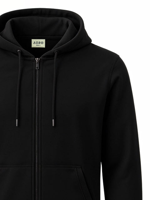 Adro Men’s Regular Fit Zip-Up Hoodie for man | 320 GSM Cotton Poly Fleece Zipper Sweatshirt with Soft Fabric & Printed Hoodies