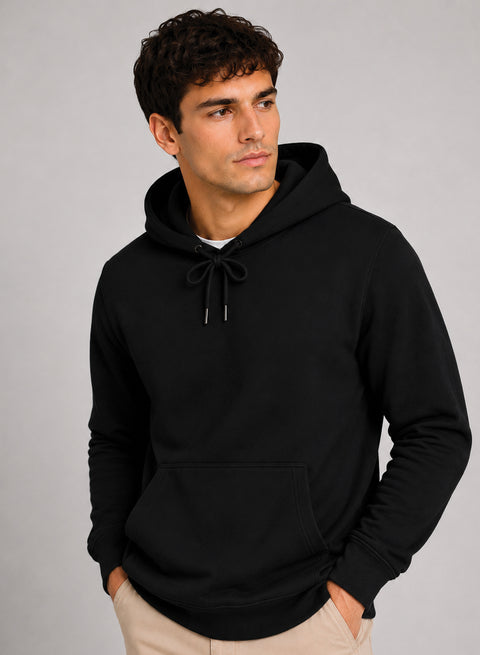 ADRO Hoodie for men | 300 GSM Cotton Fleece Warm & Soft Fabric | Mens Hoodies | Casual Sweatshirt for Winter, Travel & Collage | Regular Fit Hooded Pullover | Onyx Black