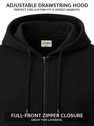 Adro Men’s Zipper Hoodie | Soft Fleece | Casual Streetwear