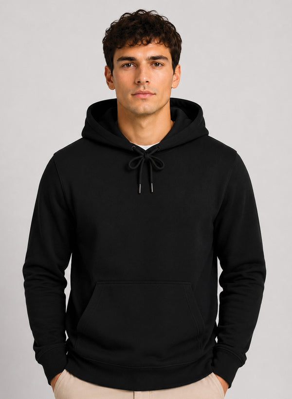 ADRO Hoodie for men | 300 GSM Cotton Fleece Warm & Soft Fabric | Mens Hoodies | Casual Sweatshirt for Winter, Travel & Collage | Regular Fit Hooded Pullover | Onyx Black