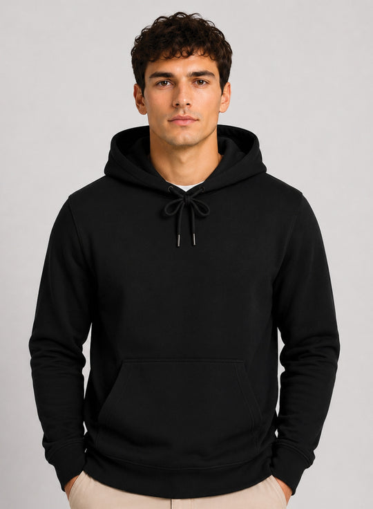 ADRO Hoodie for men | 300 GSM Cotton Fleece Warm & Soft Fabric | Mens Hoodies | Casual Sweatshirt for Winter, Travel & Collage | Regular Fit Hooded Pullover | Onyx Black