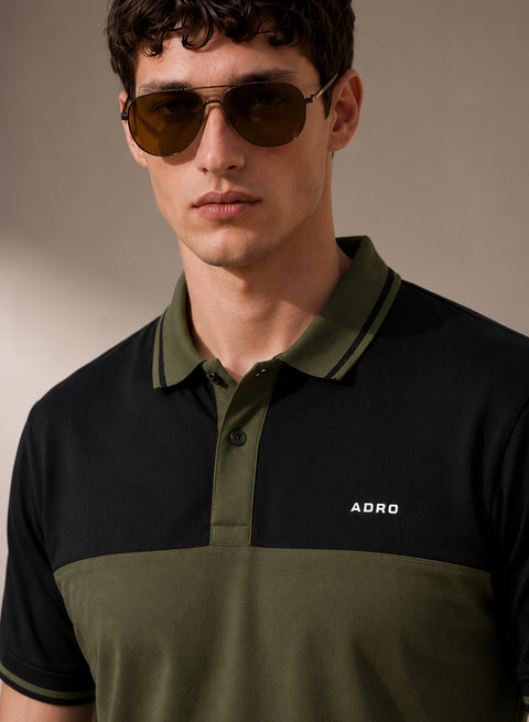 Adro Multicolour Polo T Shirt | 100% Cotton Mens Polo Tshirt | Regular Fit Half Sleeve Cut & Sew Polo T-shirt for men | Urban Moss