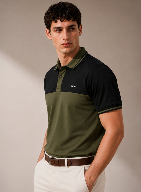 Adro Multicolour Polo T Shirt | 100% Cotton Mens Polo Tshirt | Regular Fit Half Sleeve Cut & Sew Polo T-shirt for men | Urban Moss