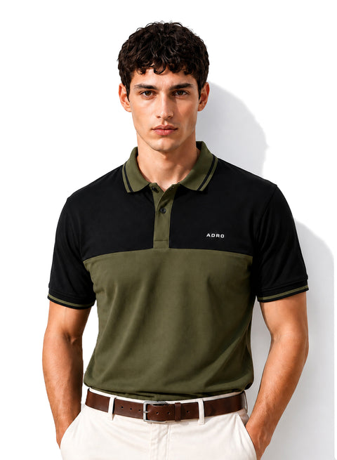 Adro Multicolour Polo T Shirt | 100% Cotton Mens Polo Tshirt | Regular Fit Half Sleeve Cut & Sew Polo T-shirt for men | Urban Moss