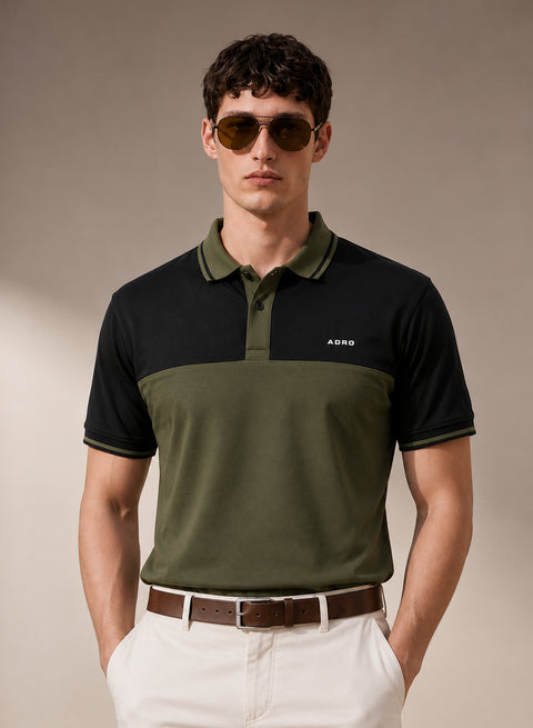 Adro Multicolour Polo T Shirt | 100% Cotton Mens Polo Tshirt | Regular Fit Half Sleeve Cut & Sew Polo T-shirt for men | Urban Moss