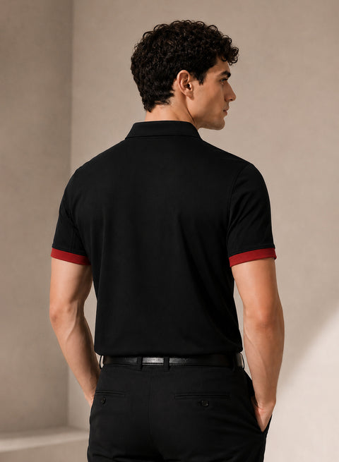 Adro Multicolour Polo T Shirt | 100% Cotton Mens Polo Tshirt | Regular Fit Half Sleeve Cut & Sew Polo T-shirt for men | Crimson Vibe