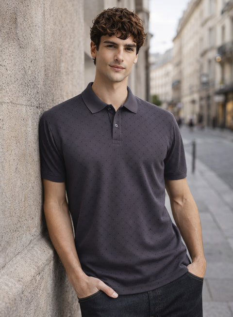 Adro Polo T-Shirt for Men | Allover Printed Polo T Shirt | Cotton Polo Tshirt
