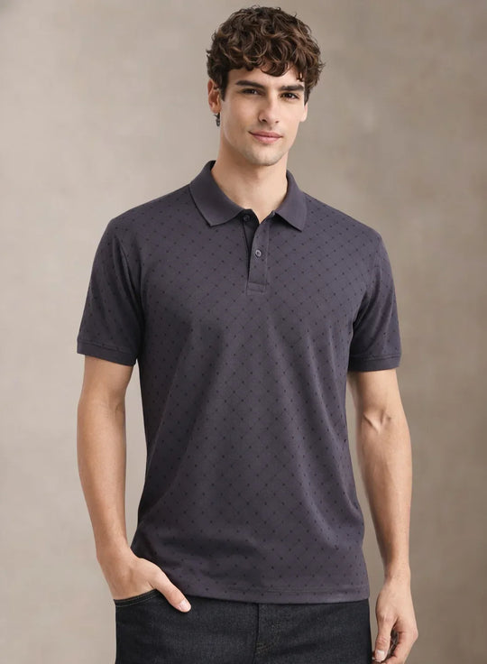 Adro Polo T-Shirt for Men  | Allover Printed Polo T Shirt | Cotton Polo Tshirt