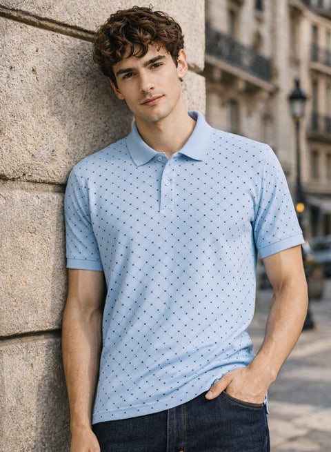 Adro Polo T-Shirt for Men | Allover Printed Polo T Shirt | Cotton Polo Tshirt