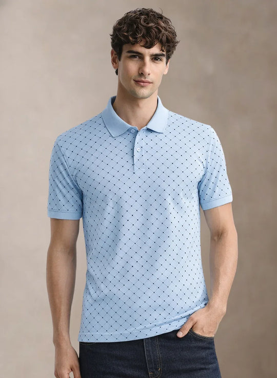 Adro Polo T-Shirt for Men  | Allover Printed Polo T Shirt | Cotton Polo Tshirt