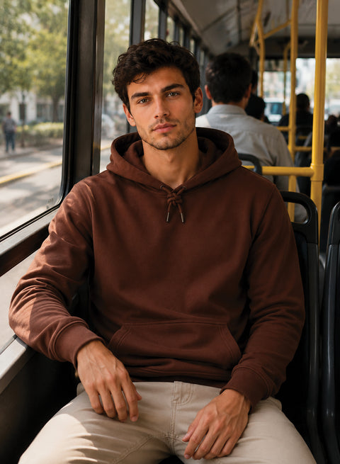ADRO Hoodie for men | 300 GSM Cotton Fleece Warm & Soft Fabric | Mens Hoodies | Casual Sweatshirt for Winter, Travel & Collage | Regular Fit Hooded Pullover | Mocha Brown