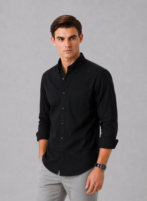 ADRO Premium Oxford Cotton Casual Shirt – Black