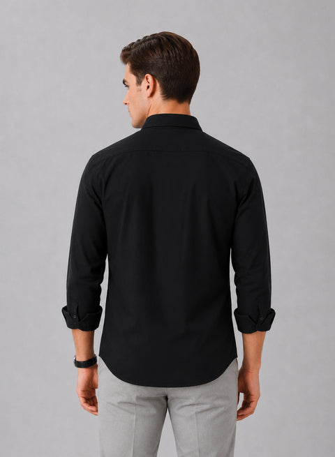 ADRO Men's Premium Oxford Cotton Shirt | Full Sleeve Casual Shirt | Regular Fit | Black