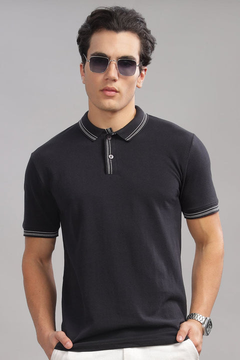 Adro Polo T Shirt for Men | Black Polo T-shirt | 100% Cotton Polo Tshirt | Regular Fit Polo| Available in Plus Size Polo