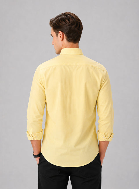 ADRO Men's Premium Oxford Cotton Shirt | Full Sleeve Casual Shirt | Regular Fit | Light Yellow