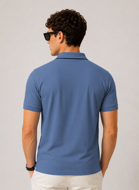 ADRO Mens Polo TShirt | Airtex Cotton Matty Fabric | Regular Fit | Breathable, Durable & Premium Casual Polo T-Shirt for Men | Captain's Blue