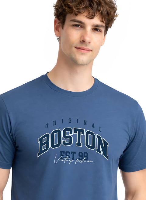 Adro Mens Boston City Printed Tshirt | Athletic Stylish Summer College Cotton T-shirt | Sporty Comfortable T shirts | Regular Fit