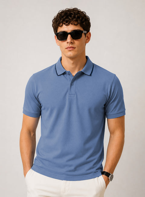 ADRO Mens Polo TShirt | Airtex Cotton Matty Fabric | Regular Fit | Breathable, Durable & Premium Casual Polo T-Shirt for Men | Captain's Blue