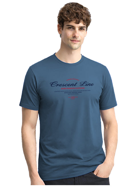 Adro Mens Graphic Printed 100% Cotton T-Shirt | Regular Fit | Printed T-Shirts for Men | Summer Stylish Mens Printed T shirt Classic Blue