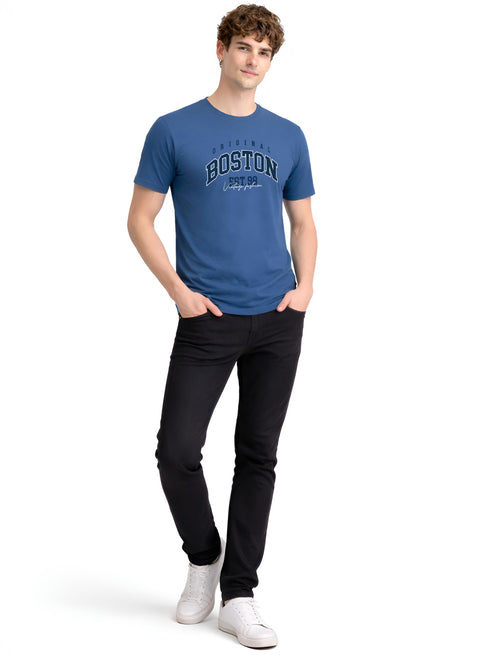 Adro Mens Boston City Printed Tshirt | Athletic Stylish Summer College Cotton T-shirt | Sporty Comfortable T shirts | Regular Fit
