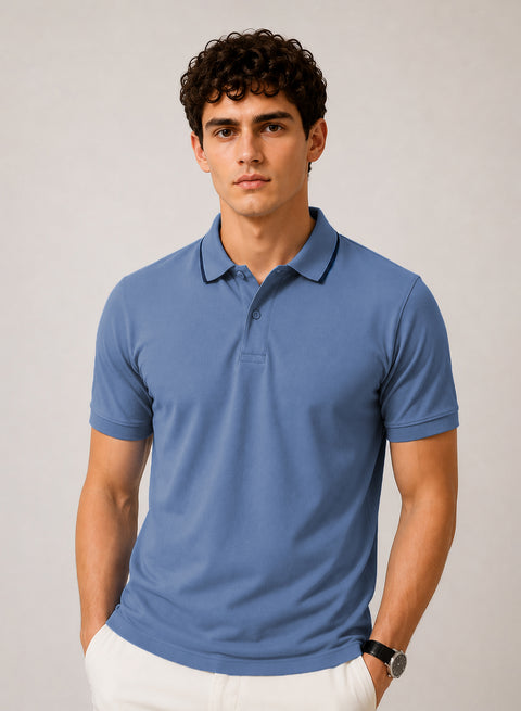 ADRO Mens Polo TShirt | Airtex Cotton Matty Fabric | Regular Fit | Breathable, Durable & Premium Casual Polo T-Shirt for Men | Captain's Blue