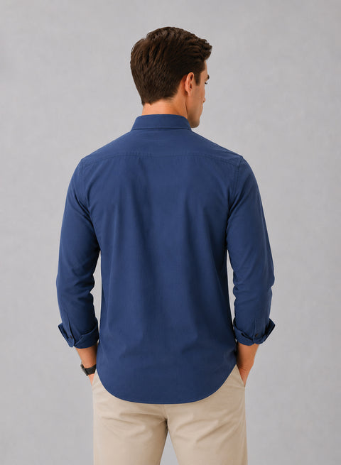 ADRO Men's Premium Oxford Cotton Shirt | Full Sleeve Casual Shirt | Regular Fit | Captain Blue