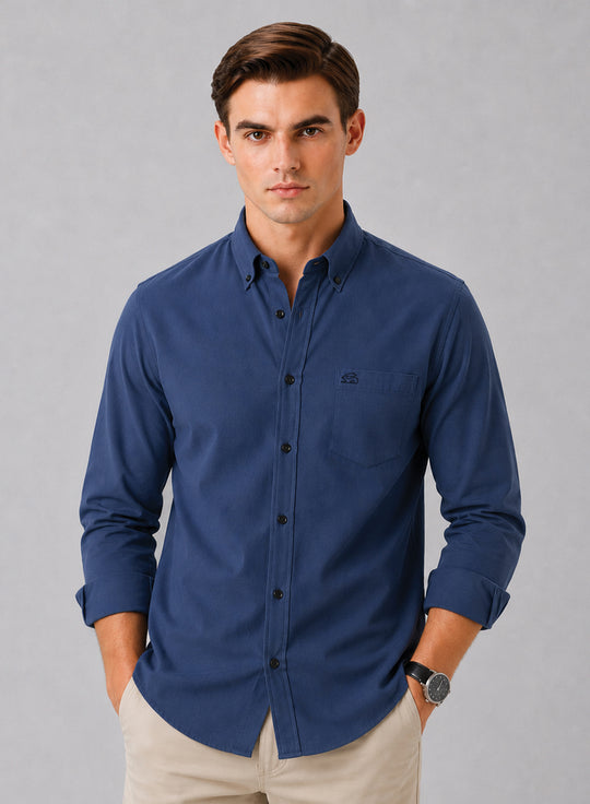 ADRO Premium Oxford Cotton Casual Shirt – Captain'S Blue