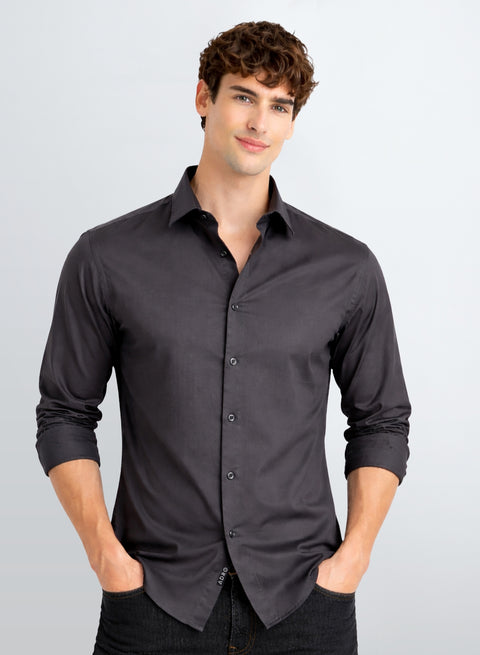 Adro Men’s Casual Shirt | Premium Cotton | Everyday Comfort Dark Grey