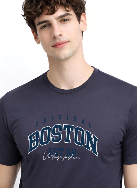 Adro Mens Boston City Printed Tshirt | Athletic Stylish Summer College Cotton T-shirt | Sporty Comfortable T shirts | Regular Fit